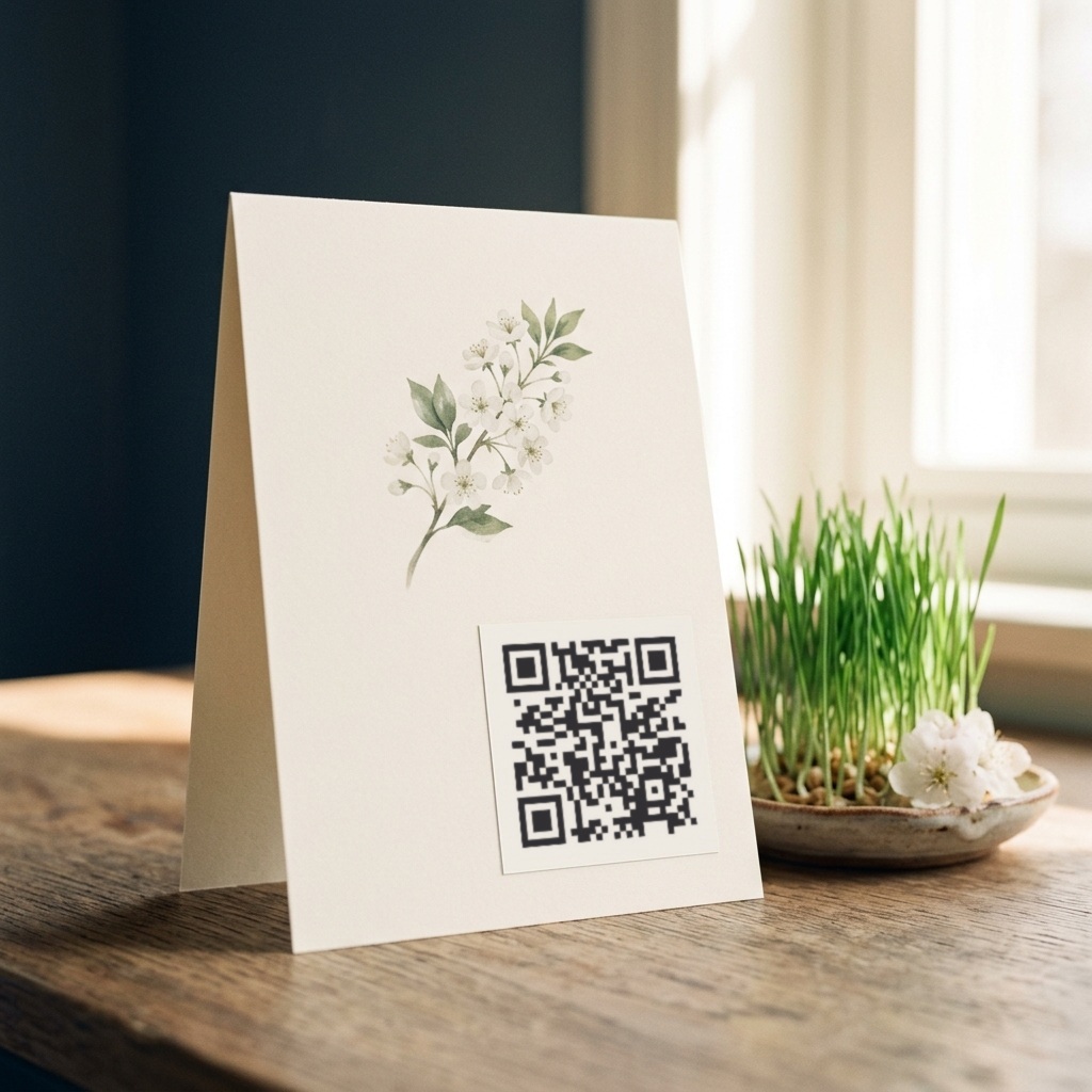 کارت تبریک سازمانی با کد QR نخ