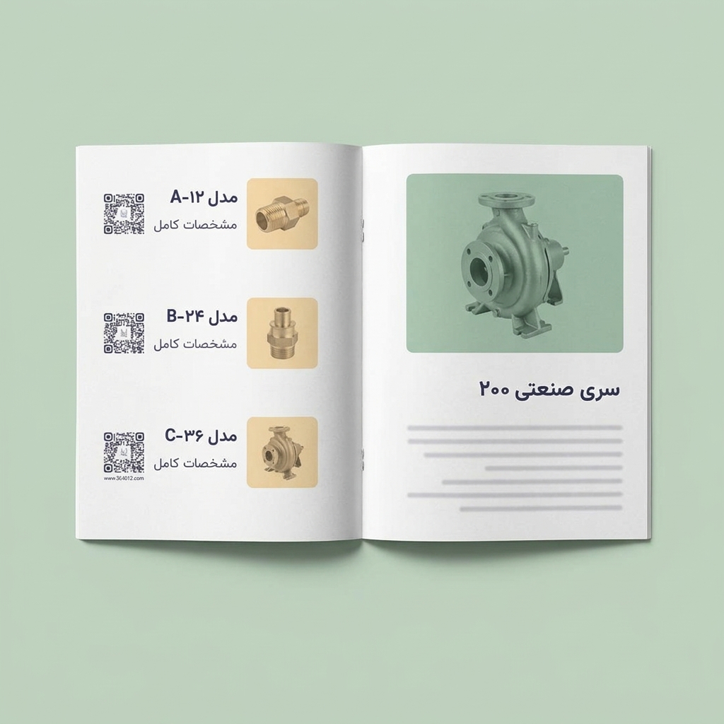 کاتالوگ محصول با یک کد QR نخ جداگانه کنار هر محصول