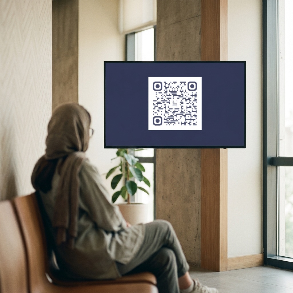 نمایشگر لابی و سالن انتظار با کد QR نخ