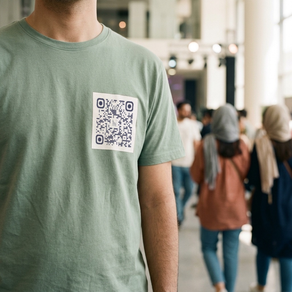 تیشرت رویداد با کد QR نخ روی سینه