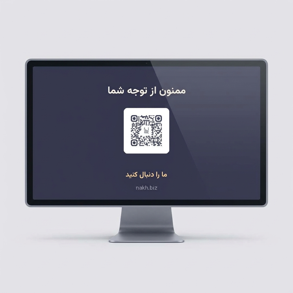 اسلاید پایانی ارائه با کد QR نخ روی نمایشگر