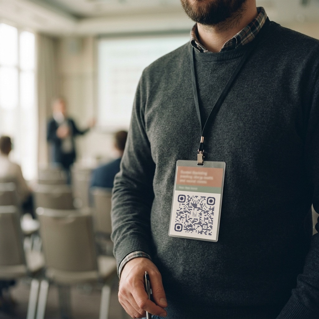 بج همایش روی گردن با کد QR نخ